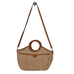 Fossil Tan Boho Straw Crossbody Bag Circle Handle